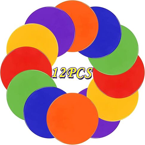 Spot Markers, 12Pcs Non Slip Rubber Agility Markers, 9 Inch Flat Field Cones Floor Dots Gym Classroom Floor Spots Set for Indoor Outdoor Soccer Basketball Sports Speed Training and Drills in Kuwait