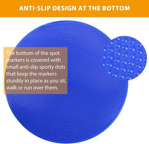 Spot Markers, 12Pcs Non Slip Rubber Agility Markers, 9 Inch Flat Field Cones Floor Dots Gym Classroom Floor Spots Set for Indoor Outdoor Soccer Basketball Sports Speed Training and Drills in Kuwait