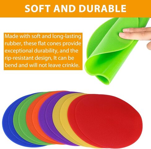 Spot Markers, 12Pcs Non Slip Rubber Agility Markers, 9 Inch Flat Field Cones Floor Dots Gym Classroom Floor Spots Set for Indoor Outdoor Soccer Basketball Sports Speed Training and Drills in Kuwait