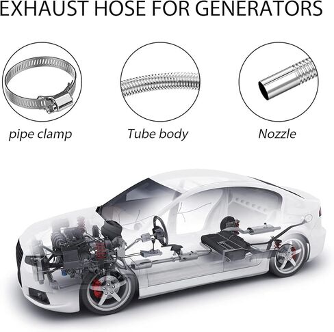 Air Heater Exhaust Pipe - Flexible Exhaust Tubing: 2.5cm/1inch 200cm Inner Car Exhaust Pipe Silencer Muffler, Diesel Heater Exhaust Pipe, Flexible Exhaust Pipe for Air Diesel Heater Flex Pipe in Kuwait