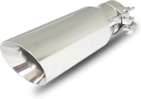 طرف العادم من مدخل 3.0 بوصة إلى مخرج 4.0 بوصة من الفولاذ المقاوم للصدأ بجدار مزدوج مائل مع مشبك طرف عادم مدخل 3 بوصات عالمي لأنبوب عادم بقطر خارجي 3 بوصات (طول 12 بوصة/305 مم) in Kuwait