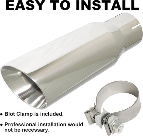 طرف العادم من مدخل 3.0 بوصة إلى مخرج 4.0 بوصة من الفولاذ المقاوم للصدأ بجدار مزدوج مائل مع مشبك طرف عادم مدخل 3 بوصات عالمي لأنبوب عادم بقطر خارجي 3 بوصات (طول 12 بوصة/305 مم) in Kuwait