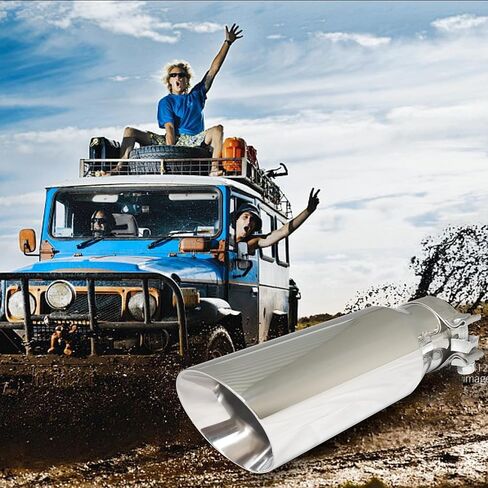 طرف العادم من مدخل 3.0 بوصة إلى مخرج 4.0 بوصة من الفولاذ المقاوم للصدأ بجدار مزدوج مائل مع مشبك طرف عادم مدخل 3 بوصات عالمي لأنبوب عادم بقطر خارجي 3 بوصات (طول 12 بوصة/305 مم) in Kuwait