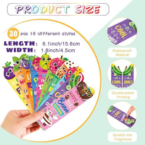 80 Pcs Scented Bookmarks and Scented Pencils with Cute Pencil Toppers Set Fun Pencils Fruit Food Theme Scratch and Sniff Bookmarks Cartoon Pencil Toppers for Kids Students Supplies (Cute Style) in Saudi Arabia