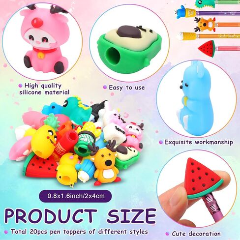 80 Pcs Scented Bookmarks and Scented Pencils with Cute Pencil Toppers Set Fun Pencils Fruit Food Theme Scratch and Sniff Bookmarks Cartoon Pencil Toppers for Kids Students Supplies (Cute Style) in Saudi Arabia