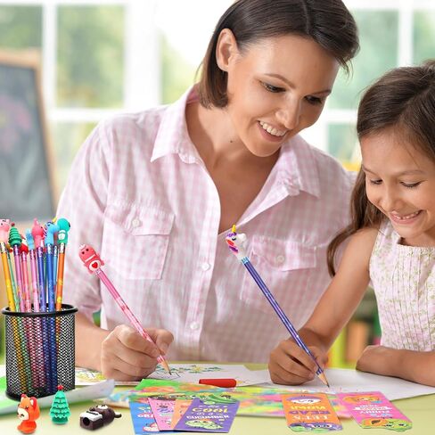80 Pcs Scented Bookmarks and Scented Pencils with Cute Pencil Toppers Set Fun Pencils Fruit Food Theme Scratch and Sniff Bookmarks Cartoon Pencil Toppers for Kids Students Supplies (Cute Style) in Saudi Arabia