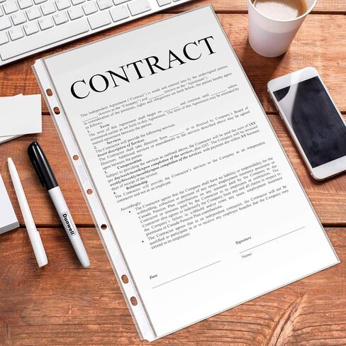 واقي ورق بالحجم القانوني من Dunwell - (ثقيل الوزن، 50 حزمة)، أكمام ورقية قانونية مقاس 8.5 × 14، 7 فتحات مثقوبة لملف قانوني ثلاثي الحلقات أو مجلد ذو 4 حلقات بالحجم القانوني، جودة أرشيفية، واقيات أوراق طويلة in Kuwait