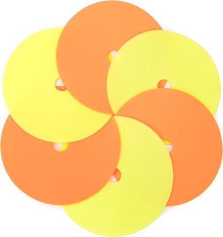 Crown Sporting Goods 6" Non-Skid Floor Spot Markers: Set of 50 Agility Training Flat Field Cones in Fluorescent Yellow & Orange with Metal Carrying Stand in Saudi Arabia