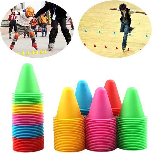20 PCS Training Cone, Mini Agility Cones for Kids Sports, Portable Training Cones, Windproof Slalom Cones Inline Roller Skating Cones Pile Cup Roadblocks Traffic Road Cones Set in Saudi Arabia