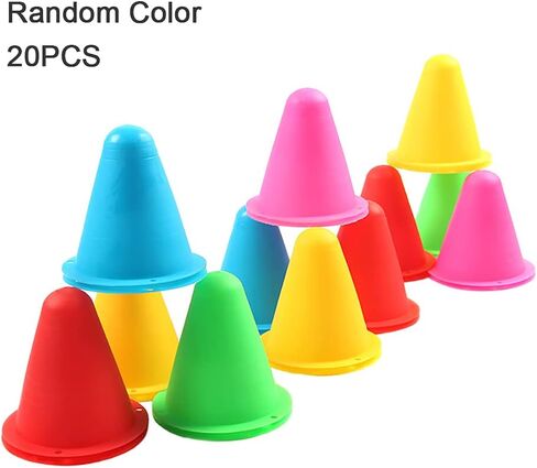 20 PCS Training Cone, Mini Agility Cones for Kids Sports, Portable Training Cones, Windproof Slalom Cones Inline Roller Skating Cones Pile Cup Roadblocks Traffic Road Cones Set in Saudi Arabia