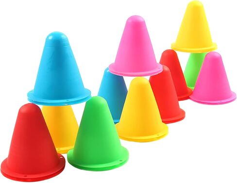 20 PCS Training Cone, Mini Agility Cones for Kids Sports, Portable Training Cones, Windproof Slalom Cones Inline Roller Skating Cones Pile Cup Roadblocks Traffic Road Cones Set in Saudi Arabia