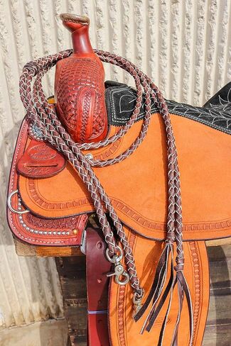 Western Leather Braided Split Reins in Kuwait