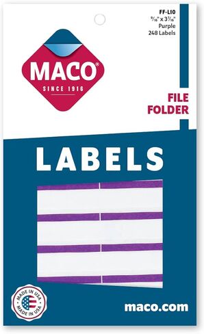 ملصقات مجلد ملفات أرجوانية من ماكو، 9/16 × 3-7/16 بوصة، 248 لكل صندوق (FF-L10) in Kuwait
