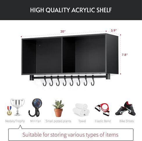 رف متوافق مع Peloton Original Bike and Bike Plus، رف مزود بخطافات، منظم حائط لسجادة اليوجا، منشفة، أحذية الدراجة، الزجاجات، الميداليات وما إلى ذلك - ملحقات لصالة الألعاب الرياضية المنزلية in Kuwait