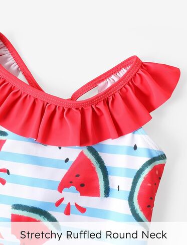 PATPAT Baby/Toddler Girls Swimsuits Ruffle Mermaid Floral One Piece Bathing Suit Beach Swimwear with Sun Hat in Kuwait