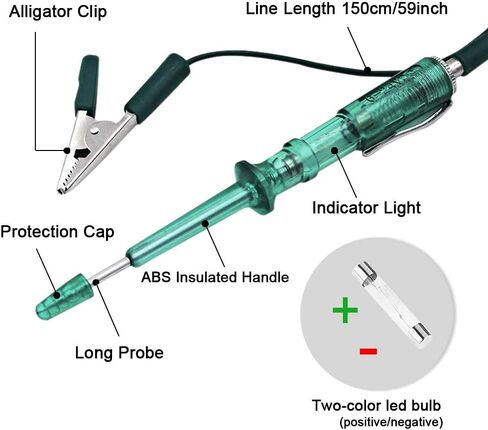 جهاز اختبار دائرة السيارات - جهاز اختبار التيار 6 فولت - 24 فولت، جهاز اختبار دائرة احترافي للسيارات مع ضوء مؤشر، مسبار طويل مع مشبك تمساح لاستمرارية جهد السيارة، لسيارة السيدان، وسيارات الدفع الرباعي، والمركبات الترفيهية، والشاحنات in Kuwait