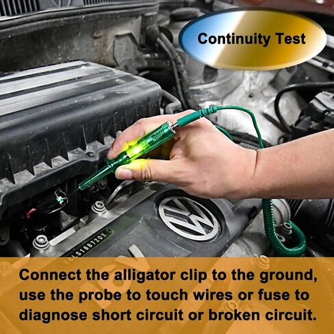 جهاز اختبار دائرة السيارات - جهاز اختبار التيار 6 فولت - 24 فولت، جهاز اختبار دائرة احترافي للسيارات مع ضوء مؤشر، مسبار طويل مع مشبك تمساح لاستمرارية جهد السيارة، لسيارة السيدان، وسيارات الدفع الرباعي، والمركبات الترفيهية، والشاحنات in Kuwait