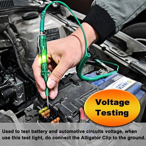 جهاز اختبار دائرة السيارات - جهاز اختبار التيار 6 فولت - 24 فولت، جهاز اختبار دائرة احترافي للسيارات مع ضوء مؤشر، مسبار طويل مع مشبك تمساح لاستمرارية جهد السيارة، لسيارة السيدان، وسيارات الدفع الرباعي، والمركبات الترفيهية، والشاحنات in Kuwait
