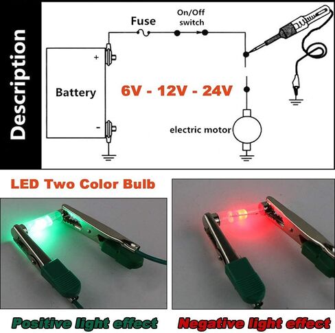 جهاز اختبار دائرة السيارات - جهاز اختبار التيار 6 فولت - 24 فولت، جهاز اختبار دائرة احترافي للسيارات مع ضوء مؤشر، مسبار طويل مع مشبك تمساح لاستمرارية جهد السيارة، لسيارة السيدان، وسيارات الدفع الرباعي، والمركبات الترفيهية، والشاحنات in Kuwait