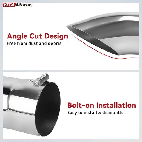 YITAMOTOR Turn Down Exhaust Tip 4 Inch Inlet, 4" Outlet Polished Stainless Steel Professional Exhaust Tip Fits 4" Outside Diameter Tailpipe, 15" Overall Length, Turndown Design, Bolt On, Silver in Saudi Arabia