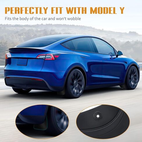 اللوحات الطينية لطراز Tesla Y - مجموعة من 4 قطع، واقيات رذاذ السيارة لعام 2020-2023 Tesla Model Y، سهلة التركيب وواقي الطين لحماية ممتازة، أسود غير لامع أنيق in Kuwait