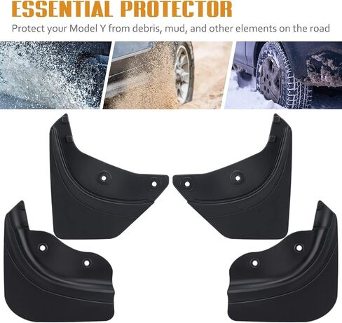 اللوحات الطينية لطراز Tesla Y - مجموعة من 4 قطع، واقيات رذاذ السيارة لعام 2020-2023 Tesla Model Y، سهلة التركيب وواقي الطين لحماية ممتازة، أسود غير لامع أنيق in Kuwait
