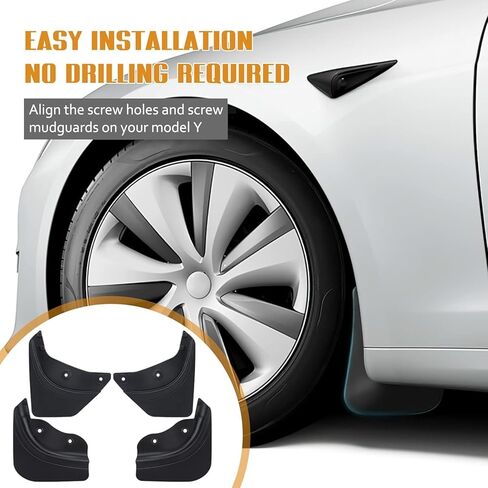 اللوحات الطينية لطراز Tesla Y - مجموعة من 4 قطع، واقيات رذاذ السيارة لعام 2020-2023 Tesla Model Y، سهلة التركيب وواقي الطين لحماية ممتازة، أسود غير لامع أنيق in Kuwait