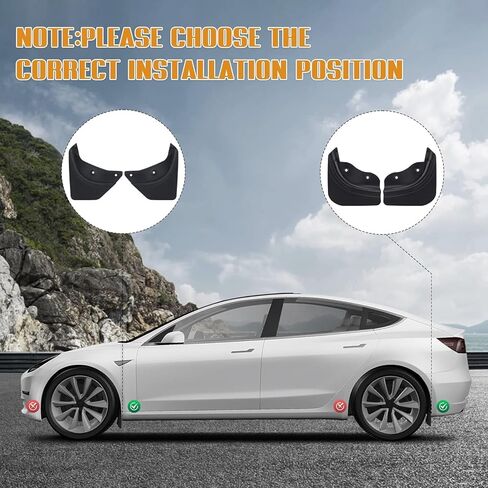 اللوحات الطينية لطراز Tesla Y - مجموعة من 4 قطع، واقيات رذاذ السيارة لعام 2020-2023 Tesla Model Y، سهلة التركيب وواقي الطين لحماية ممتازة، أسود غير لامع أنيق in Kuwait