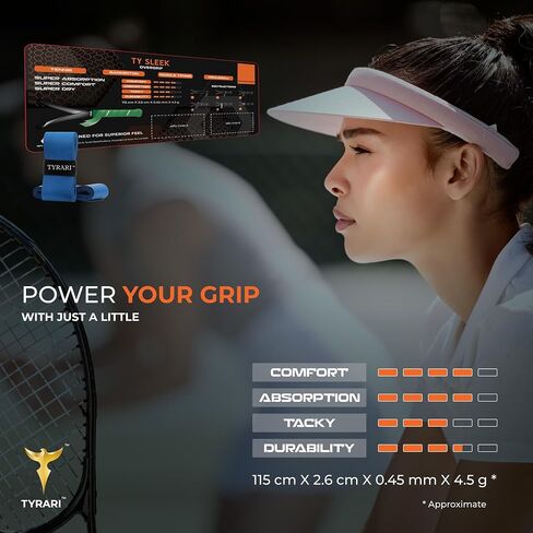 Ty Sleek: Ultrathin, Sweat-Absorbing Overgrip for Precision and Comfort. Ideal for Tennis, Pickleball, Badminton, Paddle, Squash, and More. Pack of 4 in Saudi Arabia