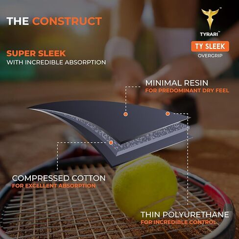 Ty Sleek: Ultrathin, Sweat-Absorbing Overgrip for Precision and Comfort. Ideal for Tennis, Pickleball, Badminton, Paddle, Squash, and More. Pack of 4 in Saudi Arabia