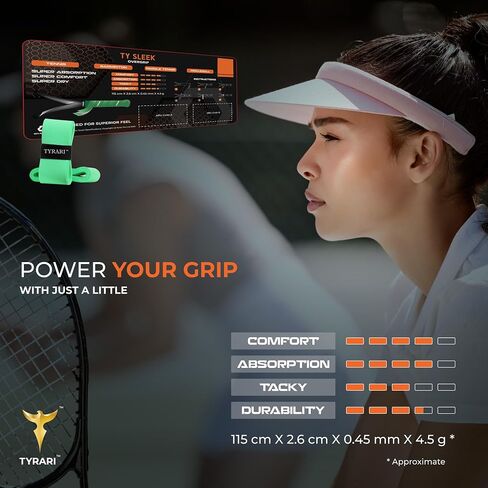 Ty Sleek: Ultrathin, Sweat-Absorbing Overgrip for Precision and Comfort. Ideal for Tennis, Pickleball, Badminton, Paddle, Squash, and More. Pack of 4 in Saudi Arabia