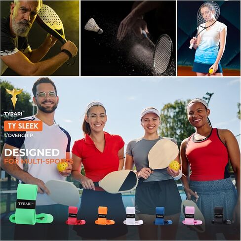 Ty Sleek: Ultrathin, Sweat-Absorbing Overgrip for Precision and Comfort. Ideal for Tennis, Pickleball, Badminton, Paddle, Squash, and More. Pack of 4 in Saudi Arabia