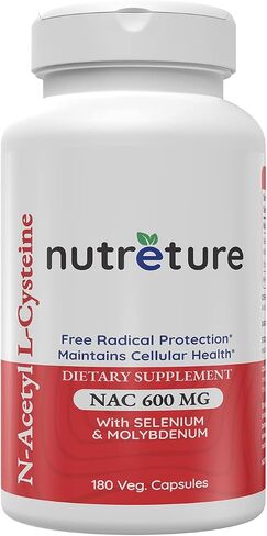مكمل NAC لدعم وإصلاح الكبد - NAC N-Acetyl-Cysteine ​​600Mg، السيلينيوم 25Mcg والموليبدينوم 50Mcg - تم تركيبه لمساعدة الكبد على التخلص من سموم الكبد ووظائف الكلى وصحة الرئة، 180 كبسولة. in Saudi Arabia