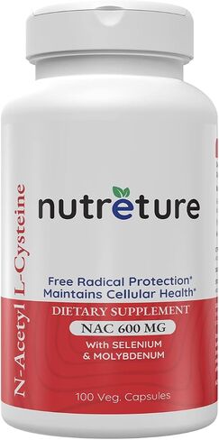 مكمل NAC لدعم وإصلاح الكبد - NAC N-Acetyl-Cysteine ​​600Mg، السيلينيوم 25Mcg والموليبدينوم 50Mcg - تم تركيبه لمساعدة الكبد على التخلص من سموم الكبد ووظائف الكلى وصحة الرئة، 180 كبسولة. in Saudi Arabia