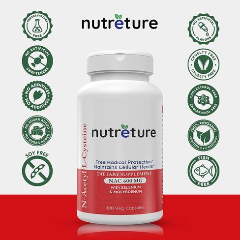 مكمل NAC لدعم وإصلاح الكبد - NAC N-Acetyl-Cysteine ​​600Mg، السيلينيوم 25Mcg والموليبدينوم 50Mcg - تم تركيبه لمساعدة الكبد على التخلص من سموم الكبد ووظائف الكلى وصحة الرئة، 180 كبسولة. in Saudi Arabia