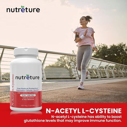 مكمل NAC لدعم وإصلاح الكبد - NAC N-Acetyl-Cysteine ​​600Mg، السيلينيوم 25Mcg والموليبدينوم 50Mcg - تم تركيبه لمساعدة الكبد على التخلص من سموم الكبد ووظائف الكلى وصحة الرئة، 180 كبسولة. in Saudi Arabia