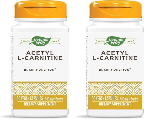 Nature's Way Acetyl L-Carnitine يدعم وظيفة الدماغ* 500 مجم لكل جرعة 60 كبسولة - (عبوة من 2) in Saudi Arabia
