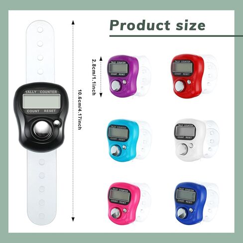 عداد عداد أصابع TOODOO، عداد عرض 5 أرقام، عداد نقر قابل لإعادة الضبط، عداد نقر محمول، عداد نقر إلكتروني، عداد إصبع إلكتروني، عداد عداد يدوي مع حلقة للجولف 8 ألوان in Kuwait