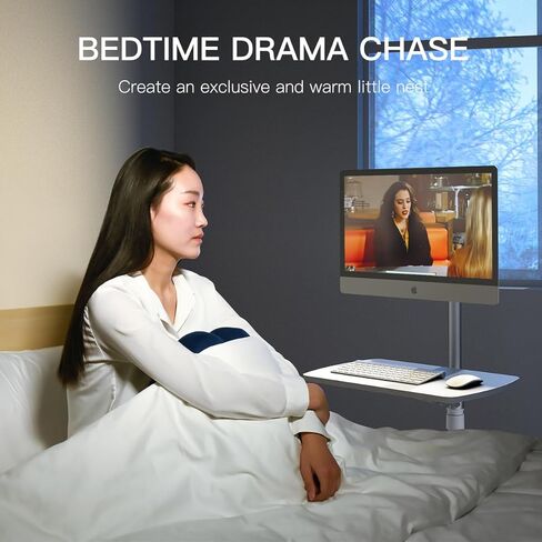 Omhuzsyo Portable Rolling Laptop cart Desk, Height Adjust can Support a Standing Workstation for Computers and Monitors, Store Mouse and Keyboard, Suitable for Sofas, Bedside, tv、Work, etc (White) in Kuwait