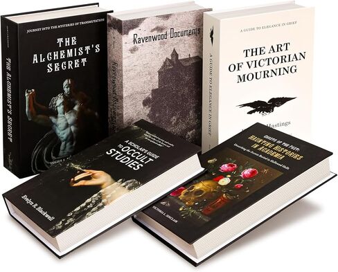 Dark Academia Room Decor Books - 5Pcs Vintage Decorative Books for Coffee Table Gothic Decor, Witchy Fake Books for Bookshelf, Moody Faux Books for Decoration, Dark Halloween Book Decor in Kuwait