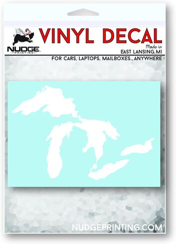 ملصق سيارة Great Lakes Michigan ملصق سيارة فاخر من الفينيل المقاوم للطقس شديد التحمل للمصدات والنوافذ وأجهزة الكمبيوتر المحمولة وزجاجات المياه أو المبردات (أبيض، عرض 4.75 بوصة) in Kuwait