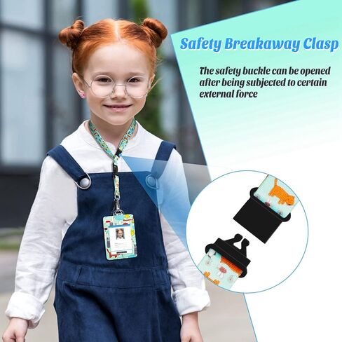 Kaptron ID Badge Holder with Lanyard, 3 Card Slots Badge Holder Wallet with Detachable Adjustable Safety Breakaway Clasp Key Lanyard Cute Designs for Teachers, Students, Nurses and Even Kids (Pink) in Saudi Arabia