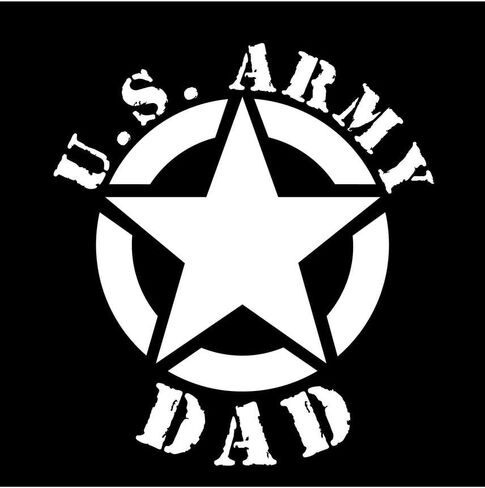 Army Dad Star Vinyl Decal Sticker | Cars Trucks Vans Walls Laptops Cups | White | 5.5 X 5 Inch | KCD1726 in Saudi Arabia
