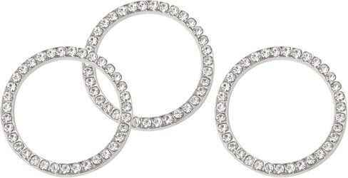 Honbay 3 قطع عالمية بلينغ سيارة حلقة شعار ملصق حجر الراين دفع لبدء زر بدء المحرك حلقة الديكور الداخلي مفتاح الإشعال بداية مقبض الباب الدائري (أبيض) in Kuwait