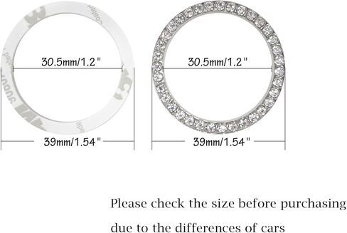 Honbay 3 قطع عالمية بلينغ سيارة حلقة شعار ملصق حجر الراين دفع لبدء زر بدء المحرك حلقة الديكور الداخلي مفتاح الإشعال بداية مقبض الباب الدائري (أبيض) in Kuwait