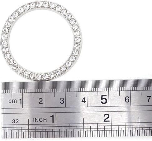 Honbay 3 قطع عالمية بلينغ سيارة حلقة شعار ملصق حجر الراين دفع لبدء زر بدء المحرك حلقة الديكور الداخلي مفتاح الإشعال بداية مقبض الباب الدائري (أبيض) in Kuwait