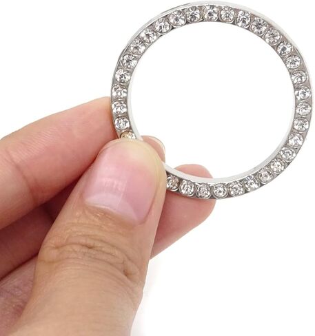 Honbay 3 قطع عالمية بلينغ سيارة حلقة شعار ملصق حجر الراين دفع لبدء زر بدء المحرك حلقة الديكور الداخلي مفتاح الإشعال بداية مقبض الباب الدائري (أبيض) in Kuwait