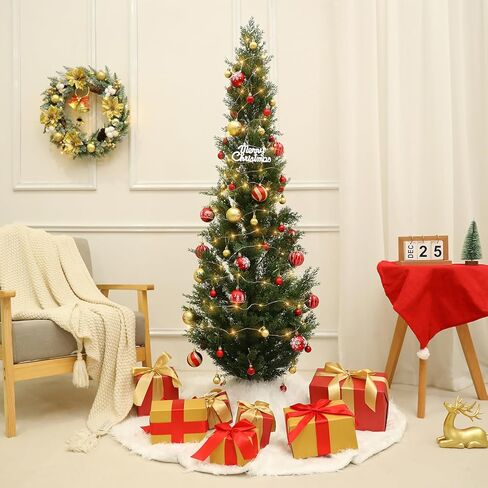 Two 5FT Artificial Cedar Topiary Christmas Trees,Fake Topiary Outdoor Plants in Pot, UV Rated Plant for The Front Door,Christmas Decor,Garden Decor(2pcs Christmas in Kuwait