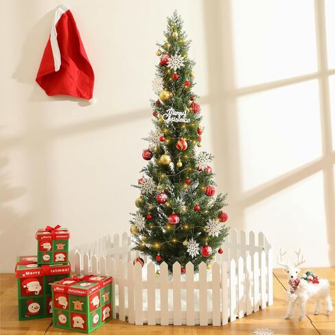 Two 5FT Artificial Cedar Topiary Christmas Trees,Fake Topiary Outdoor Plants in Pot, UV Rated Plant for The Front Door,Christmas Decor,Garden Decor(2pcs Christmas in Kuwait