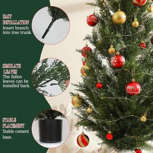 Two 5FT Artificial Cedar Topiary Christmas Trees,Fake Topiary Outdoor Plants in Pot, UV Rated Plant for The Front Door,Christmas Decor,Garden Decor(2pcs Christmas in Kuwait